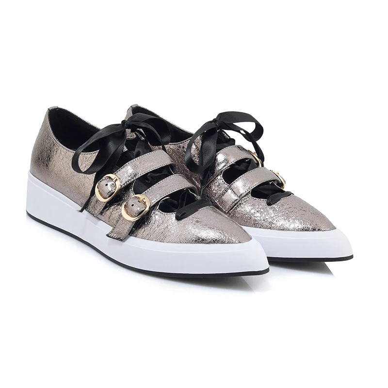 WETKISS/Женская обувь из натуральной кожи на плоской подошве с острым носком и