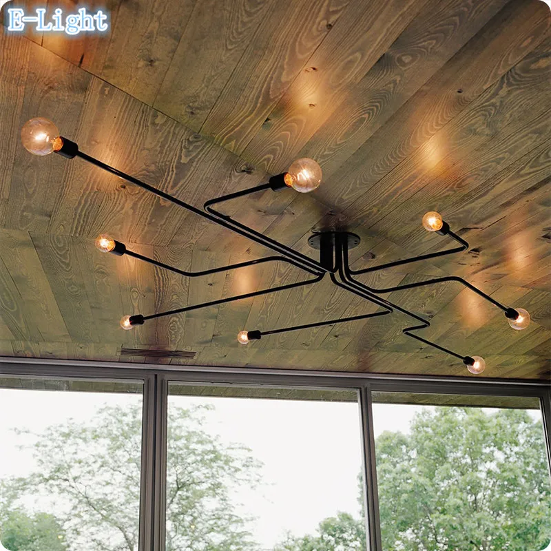Кованое железо несколько стержней потолочный купол лампа 4 6 8 головок творческая