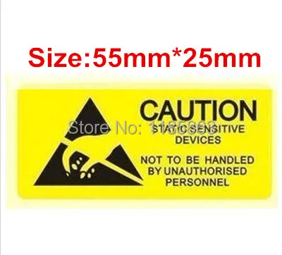 ESD CAUTION Sticker warning labels 55x25mm 100pcs/lot Waterproof PVC Material Adhesive Free shipping | Канцтовары для офиса и