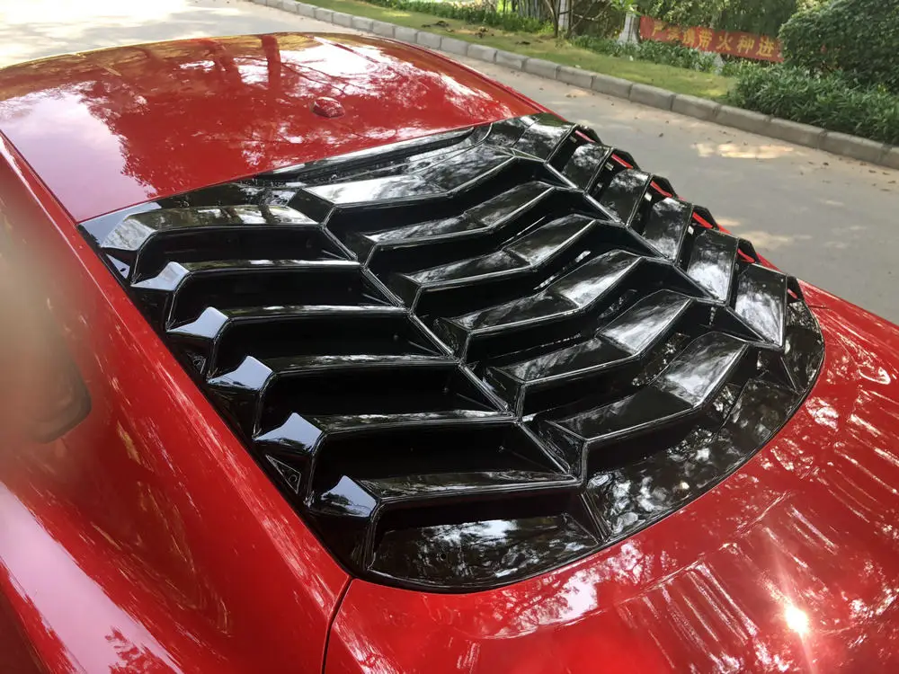 TYPE-F(bright black) АБС/карбоновое волокно, накладка на заднее лобовое стекло для Ford Mustang, бодик, оконные жалюзи, гоночная отделка, автозапчасти, оконное отверстие - Цвет: TYPE-F(bright black)