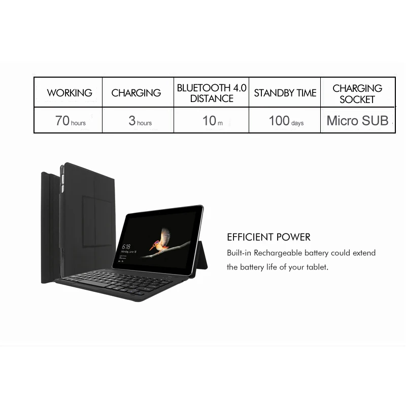 4,0 Bluetooth клавиатура кожаный чехол для microsoft Surface Go 10 дюймов выпущен, ультра-тонкий и легкий беспроводной keybord