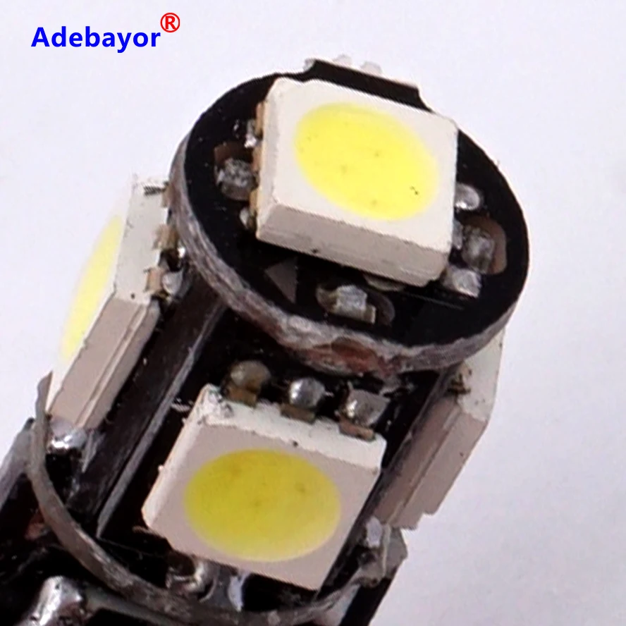 10 шт. T4W автомобильная лампа CANBUS безотказная BA9S LED H6W белая 5050 SMD 5 СВЕТОДИОДНАЯ