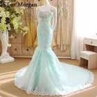 Красочные свадебные платья Русалочки для африканских черных девочек 2019 дешевые летние сексуальные кружевные длинные корсетные свадебные платья