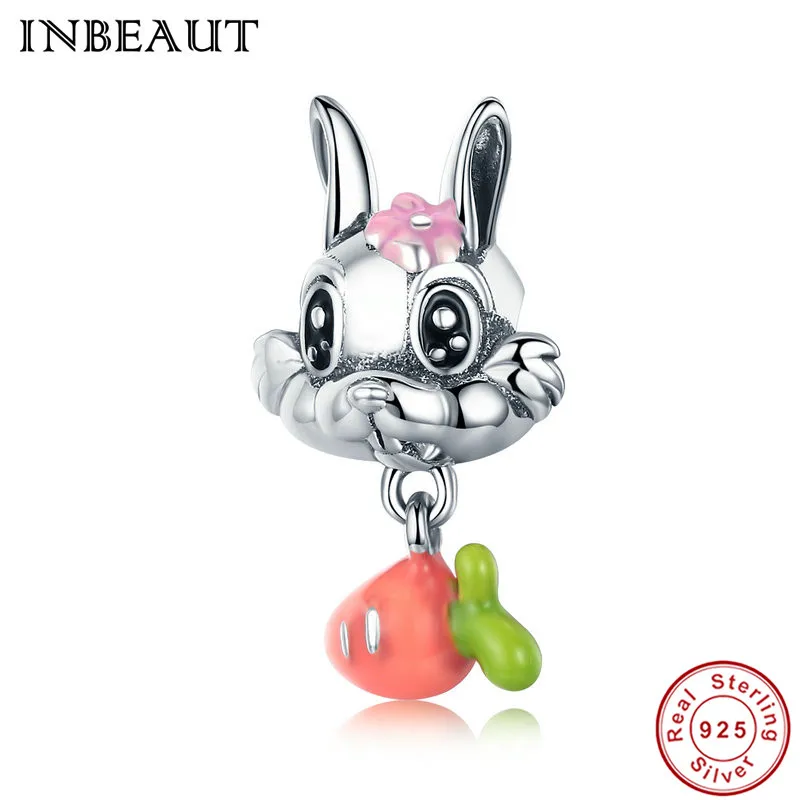 s324 INBEAUT, новая мода, 925 пробы, серебряный, милый, животный, ручная работа, милый, мультяшный кролик, панда, бусины, талисманы, подходит для браслета Пандора - Цвет: s324