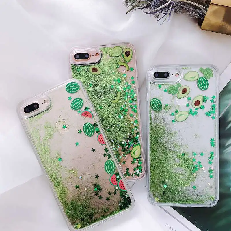 Блестящий чехол для телефона с арбузом и авокадо iPhone X 8 7 6 6S plus |