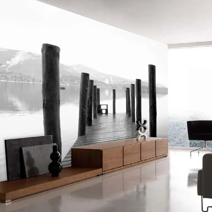 3d фотообои обои для гостиной рулон стен бумага домашнего декора не тканый деревянный мостовой док|white