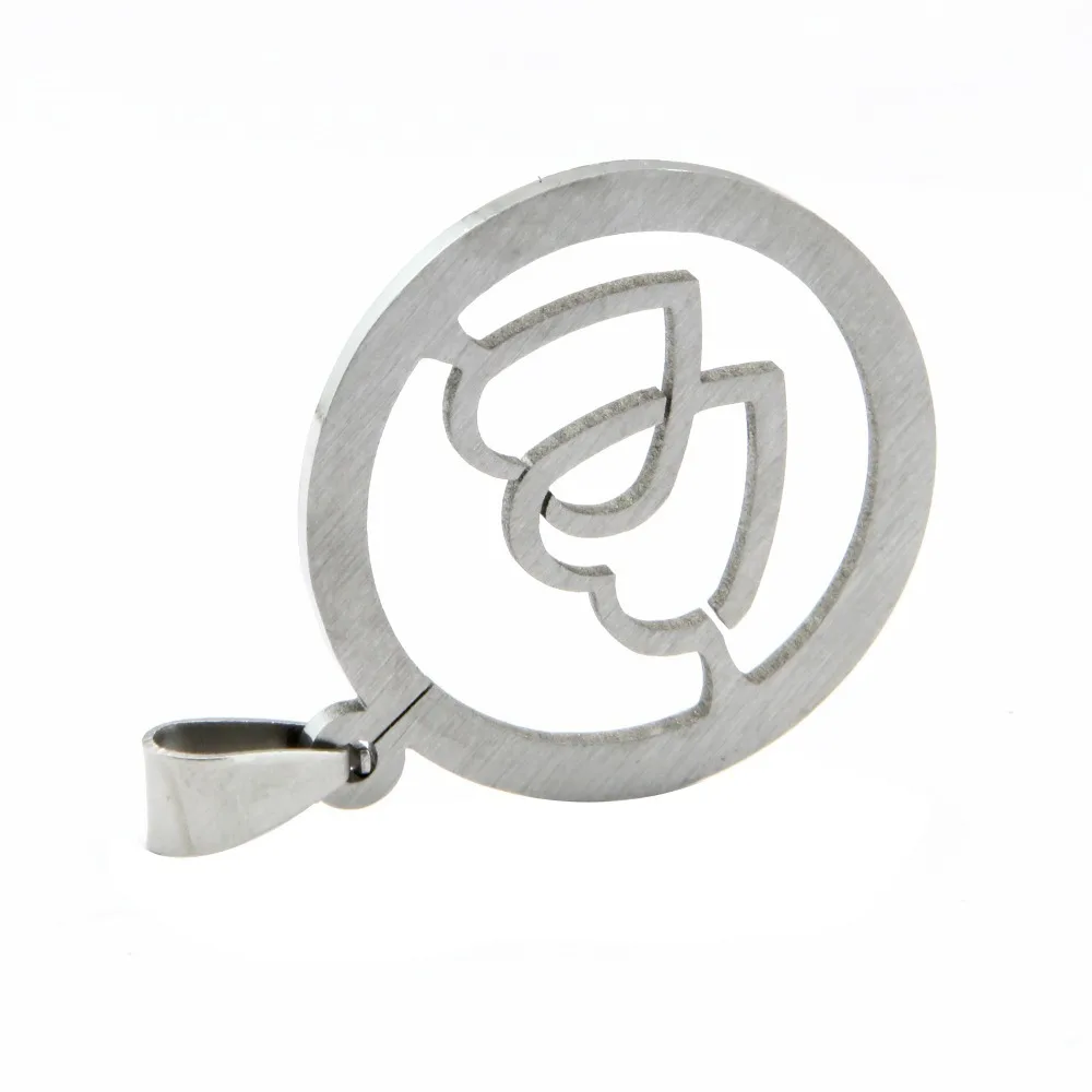 Простой Романтический кулон из нержавеющей стали круглый с двойными сердцами