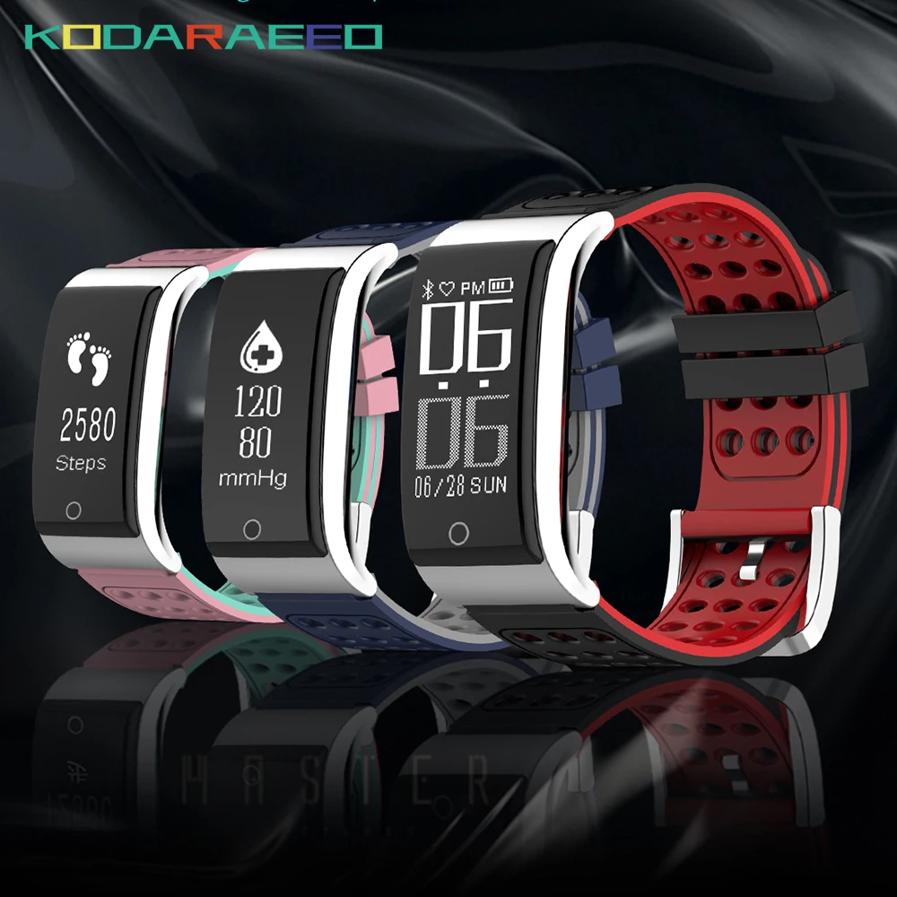 E09 Smart Bracelet Support ECG PPG Blood pressure Heart Rate monitoring fitness tracker Bluetooth Wristband with color strap | Электроника