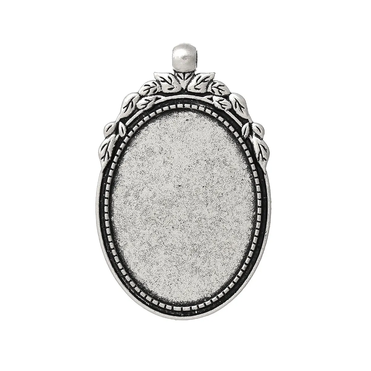 Подвесная подвеска DoreenBeads из металлического сплава овальная серебристого цвета