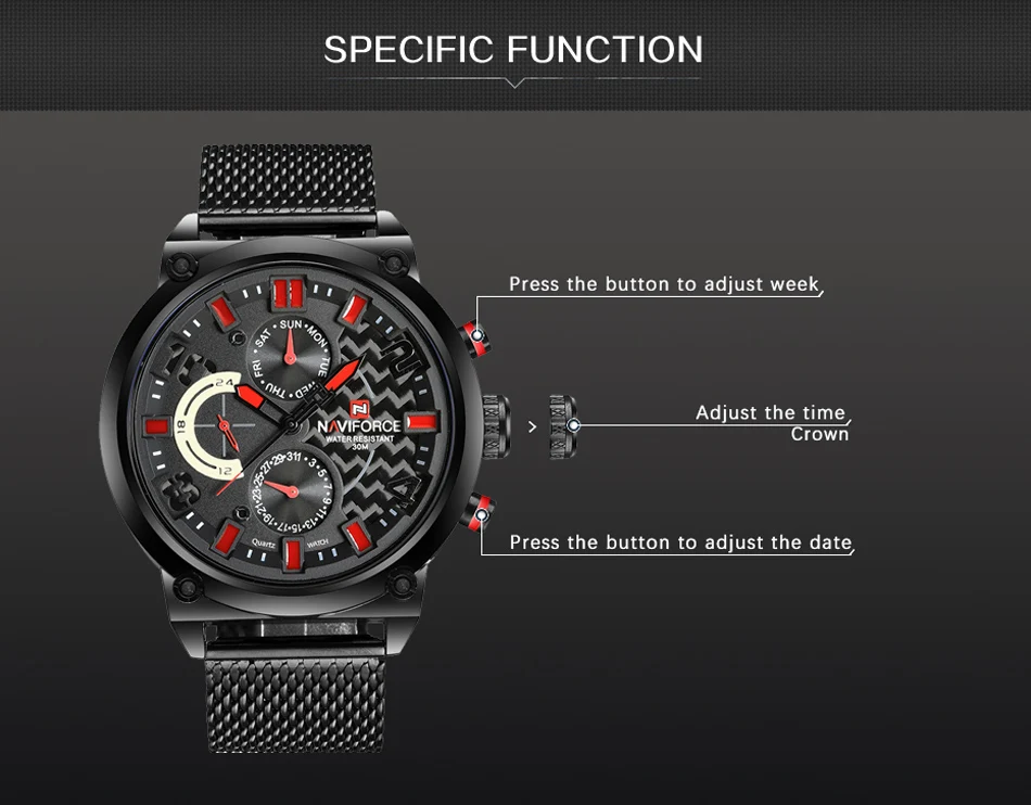 Бренд NAVIFORCE, Роскошные мужские часы, 24 часа, дата, неделя, дисплей, кварцевые часы, мужские спортивные наручные часы из стали, мужские часы