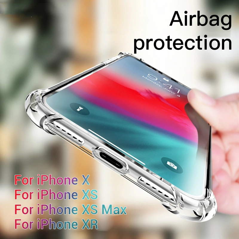 Shockproof Case For iPhone XS Max X XR 7 8 6 6S Plus 5S Phone Protective Cover Silicone Clear Soft 5.8 6.1 6.5inch Bag |
