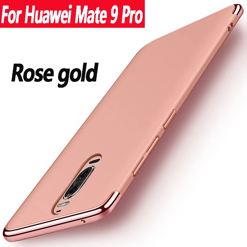 Mate 9 pro Rose gold Для huawei Коврики 9 случай 3-в-1 гальванических чехол для huawei Коврики 9 крышка Fundas Carcasas полые жесткий Броня для Коврики 9 pro чехлы - Цвет: Mate 9 pro Rose gold
