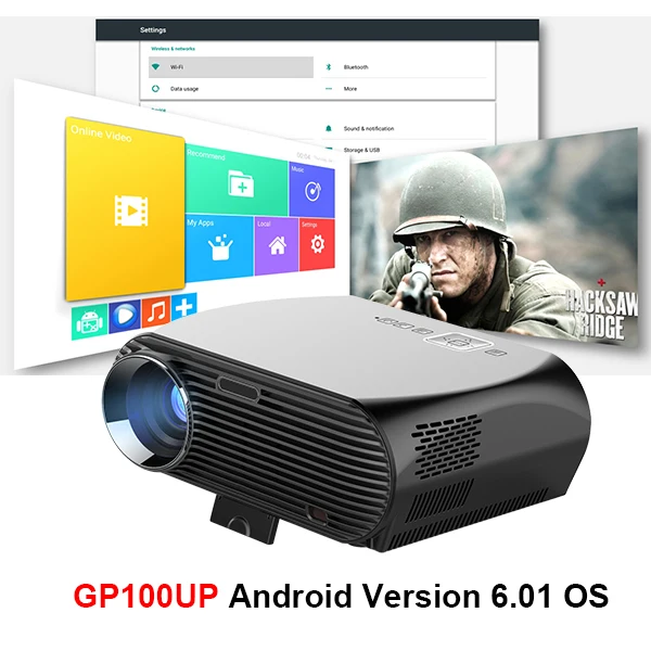 Everycom GP100 до 3500 люмен светодиодный проектор Full HD WiFi Android 4K видео Proyector опция Android Smart WiFi проектор домашний кинотеатр - Цвет: GP100UP Android 6.01
