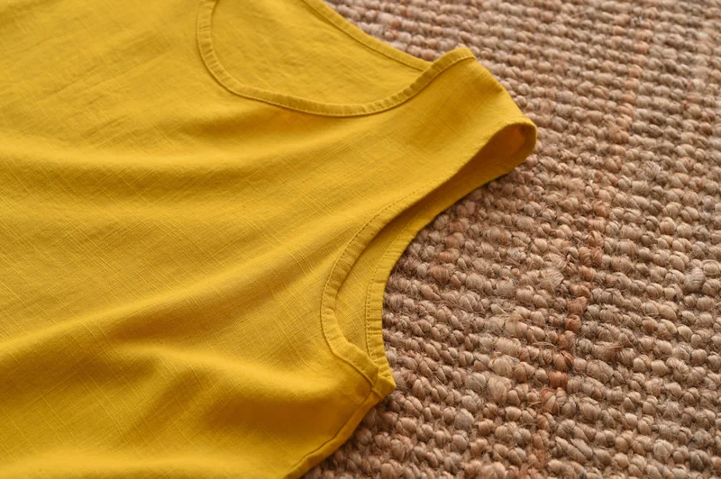 OriGoods Linen Tank Top Women Loose Casual Summer Tank Tops Solid Black White Yellow Red White Tank top Kawaii Cute Tops C223