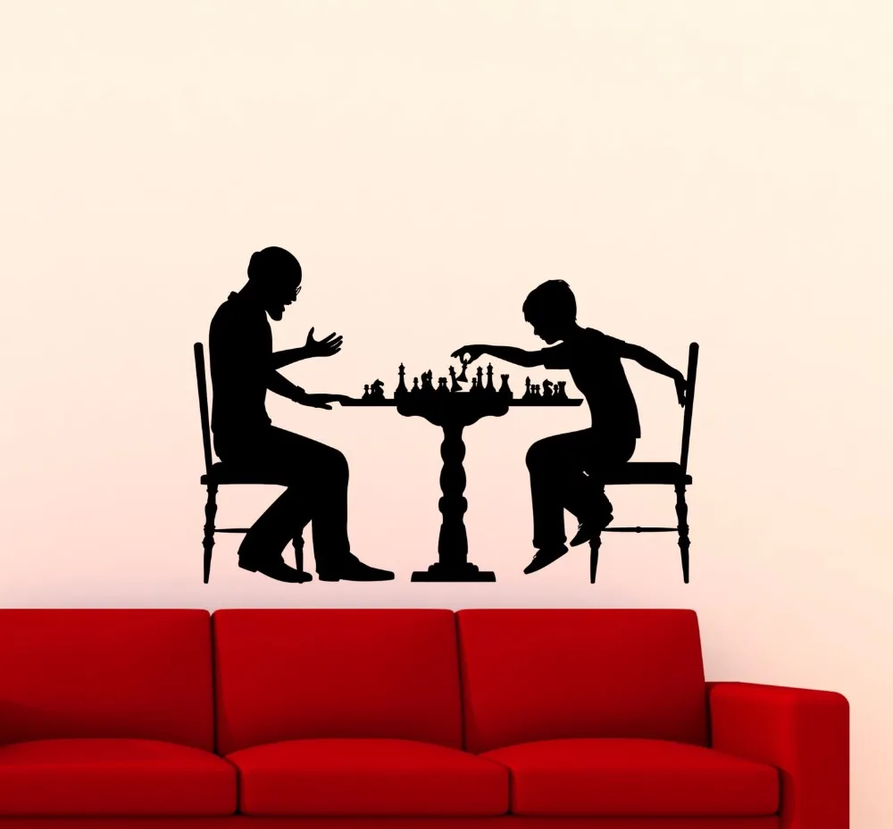 Шахматные игры виниловые настенные наклейки Декор на стену Chessman And Boy съемные