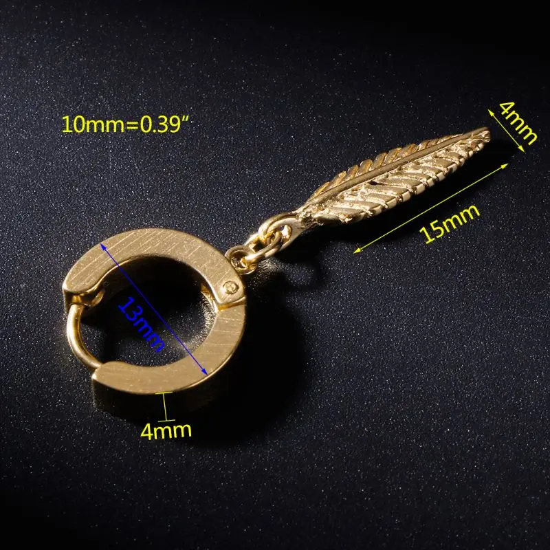 

1pc New Arrival Punk Earrings Fashion Feather Pendant Personality Titanium Steel Buckle Women Men Jewelry Decoration Charms