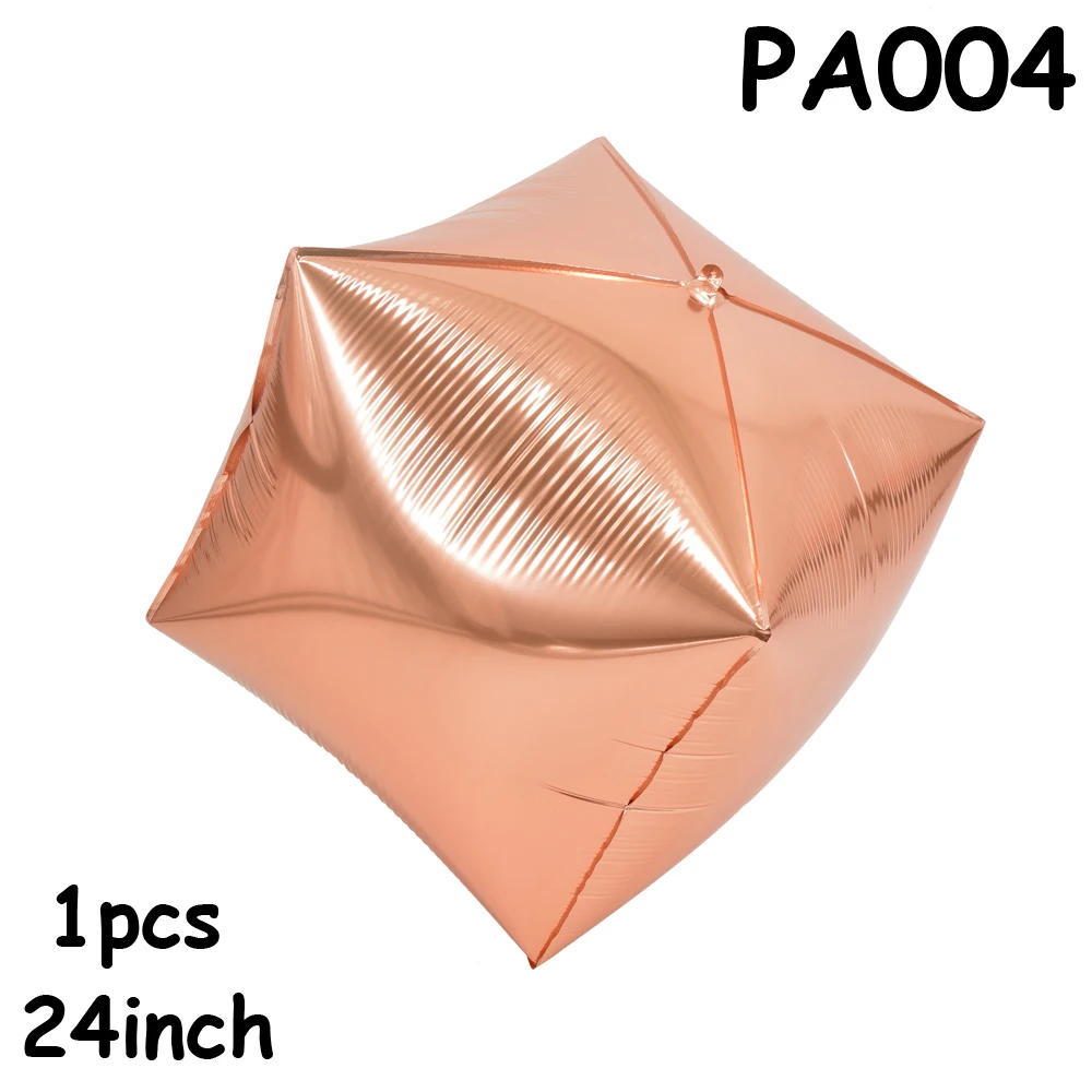 PA004 cube rosegold 10 шт. 24 дюйма 3D Алмазный Куб фольга Воздушные шары День рождения вечерние Droopback гелиевая фольга квадратный Свадебный шар украшения для вечеринок - Цвет: PA004 cube rosegold