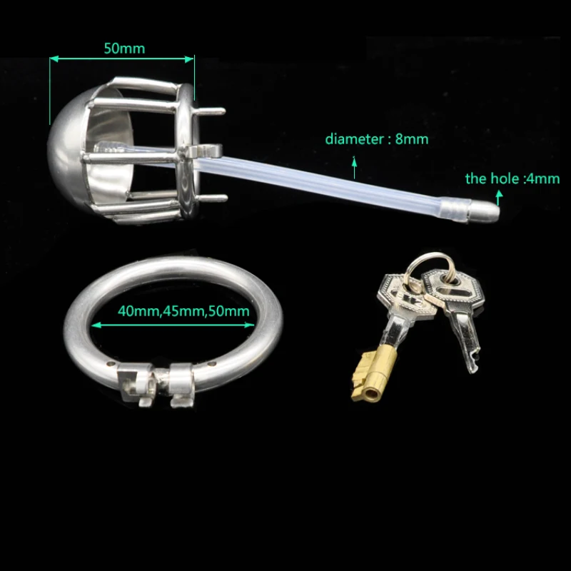 Stainless Steel Small Male Chastity Cock Cage with Short Catheter Ring Sex Toy Fetish Bondage Device for Men G131 | Красота и