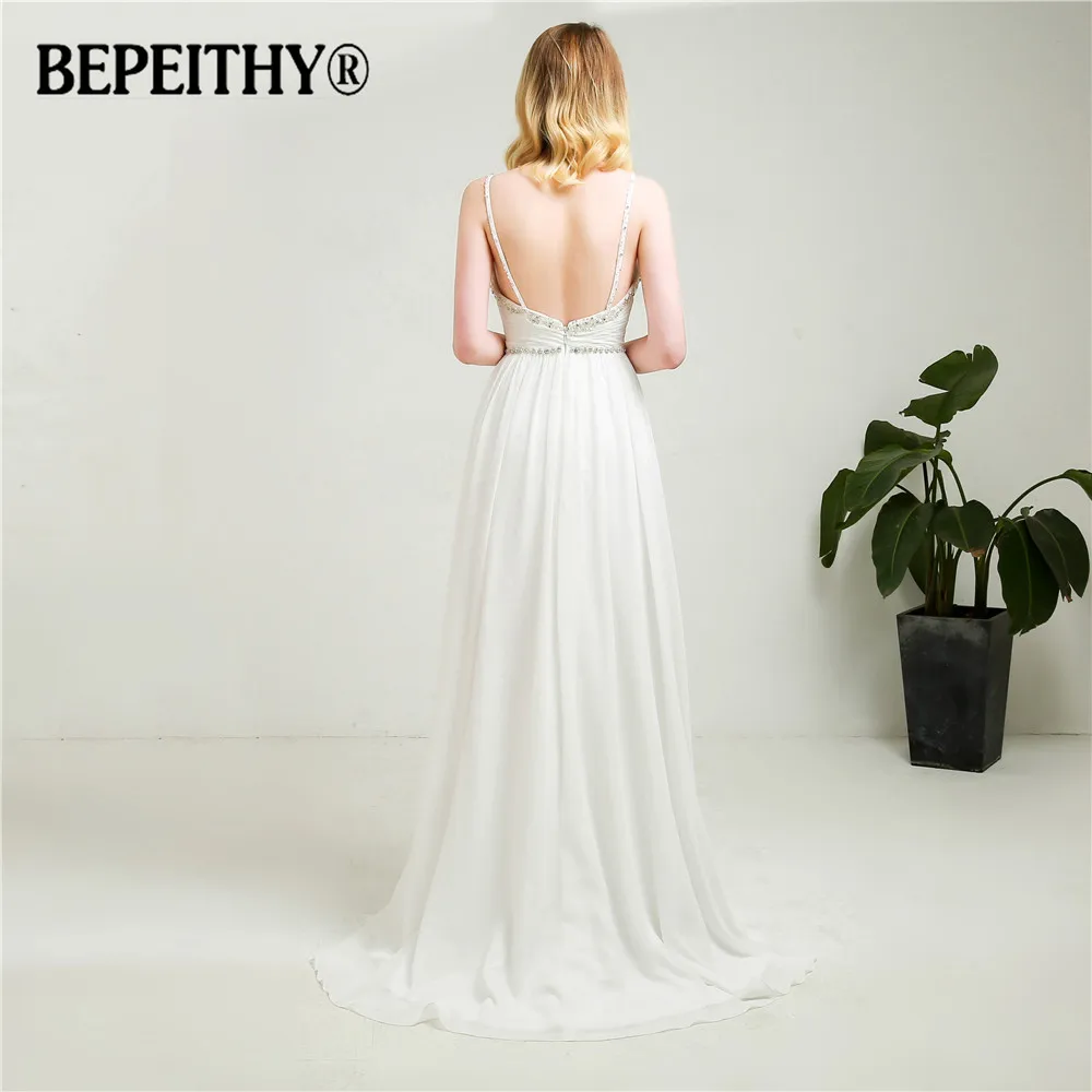 2021 Vestido De Novia шифоновые Свадебные платья с v образным вырезом и кристальным поясом