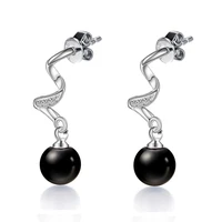 925 sterling silver shiny crystal black stone fashion stud earrings for women gift wholesale jewelry 2017 new hot sale earrings