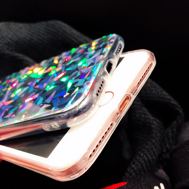 Kerzzil роскошный Радужный блестящий чехол для телефона iPhone 8 X Cool Laser красочные