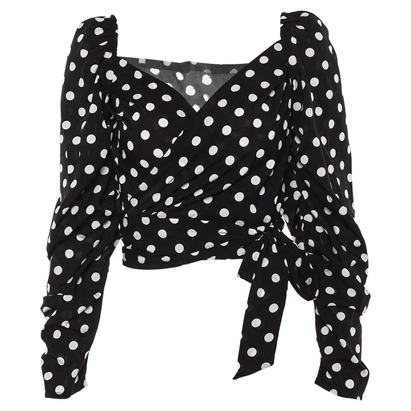 Сексуальный женский топ с v образным вырезом Модный летний укороченный в горошек