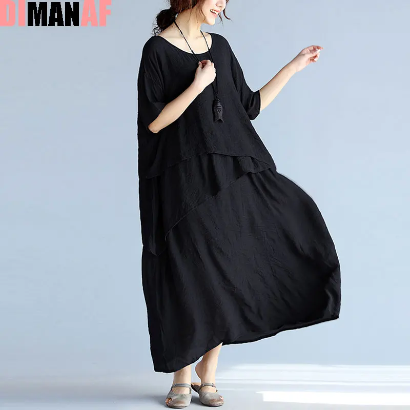 Женское Драпированное Платье оверсайз однотонное льняное Повседневное платье с