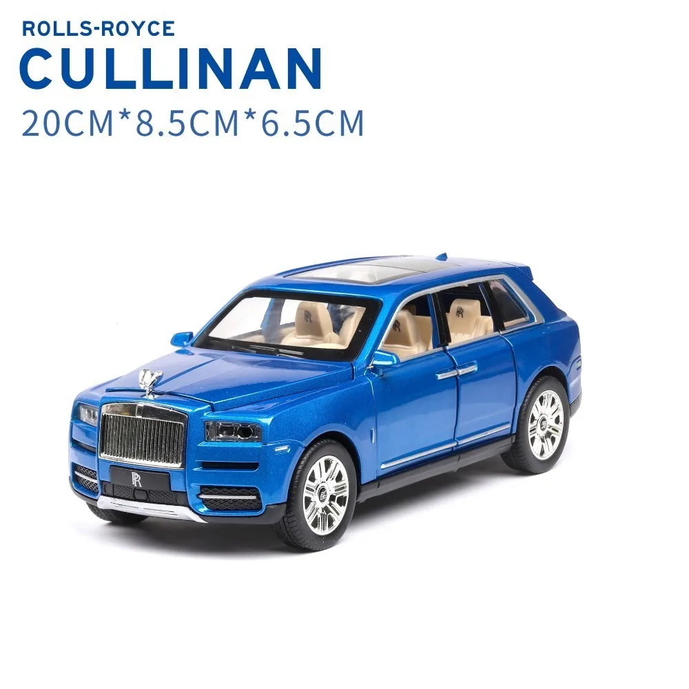 Blue 1:24 Rolls Royce Cullinan, модель автомобиля из сплава, большой размер, имитация внедорожника, металлическая модель автомобиля, светильник со звуком, вытяжка, 6 дверей - Цвет: Blue