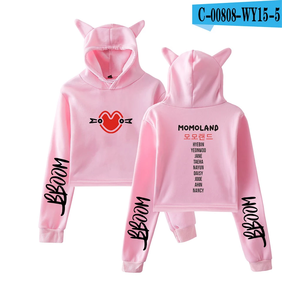 MOMOLAND модный тренд sala Cat укороченный Топ для женщин Лето толстовки Толстовка Сексуальная Горячая Kpop Harajuku больших размеров 2XL
