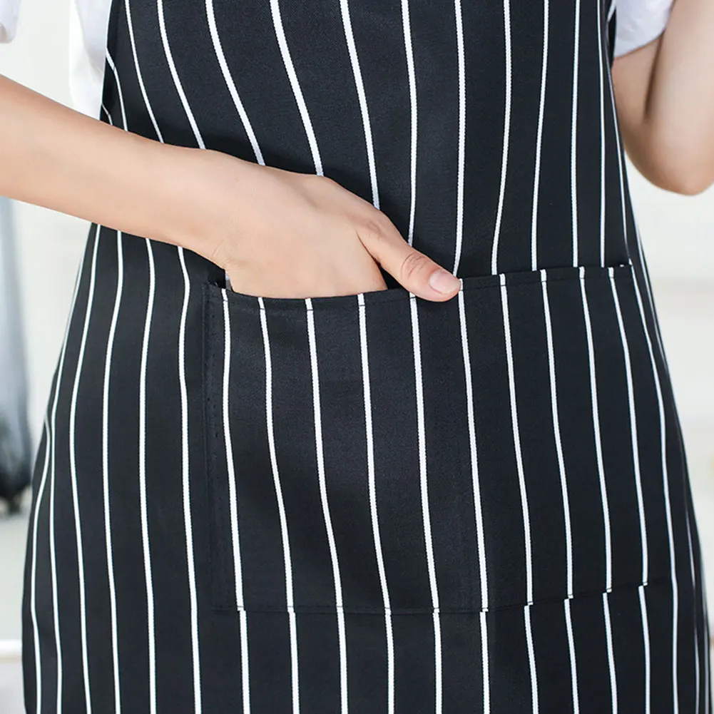 Kitchen Stripe Pattern Apron Lady Women Men Adjustable Cooking with Pocket Chef Baking Bar Cafe Cloth Protect | Дом и сад