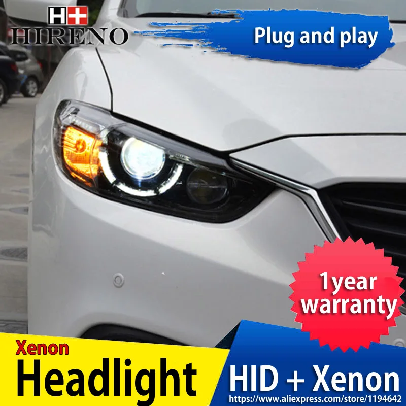 Фары головного света Hireno для Mazda 6 Mazda6 Atenza 2013 2015 гг. светодиодные фары в сборе DRL