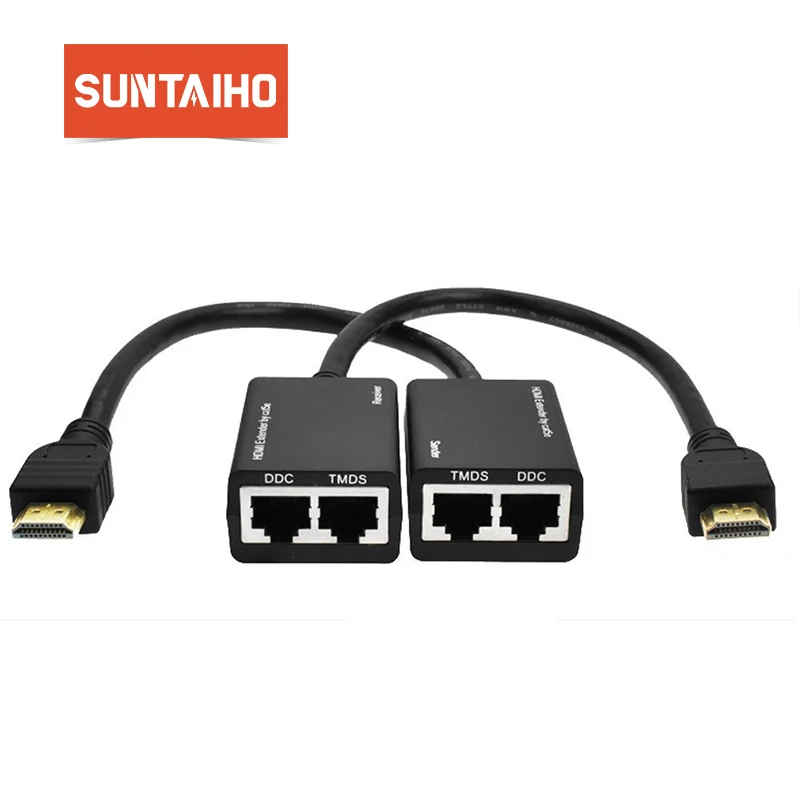 HDMI через RJ45 CAT5e CAT6 UTP LAN Ethernet Balun удлинитель Ретранслятор 1080p 3D для HDTV HDCP 1080P кабель