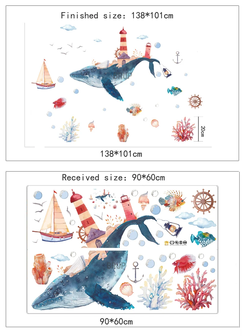 Большие Мультяшные животные настенные Стикеры для детской комнаты искусство