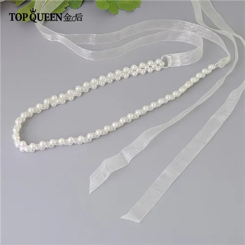 Ivory TOPQUEEN S34 Свадебные ремни украшенные ремни для платьев подружки невесты женские жемчужные свадебные Ремни с бисером для выпускных платьев - Цвет: Ivory