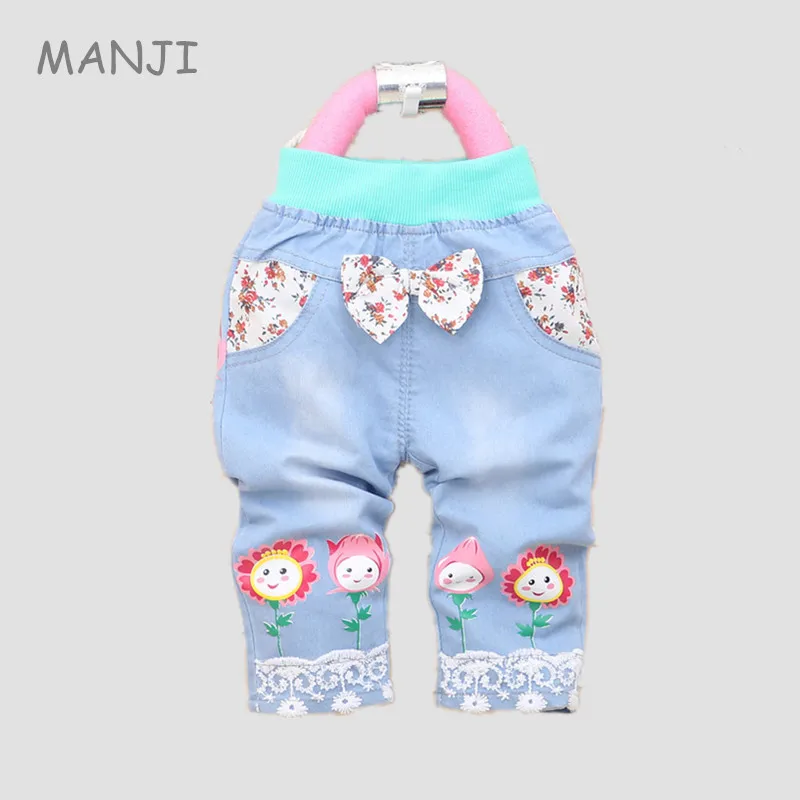 Штаны для маленьких девочек Новинка лета 2018 года Модная Джинсовая одежда до