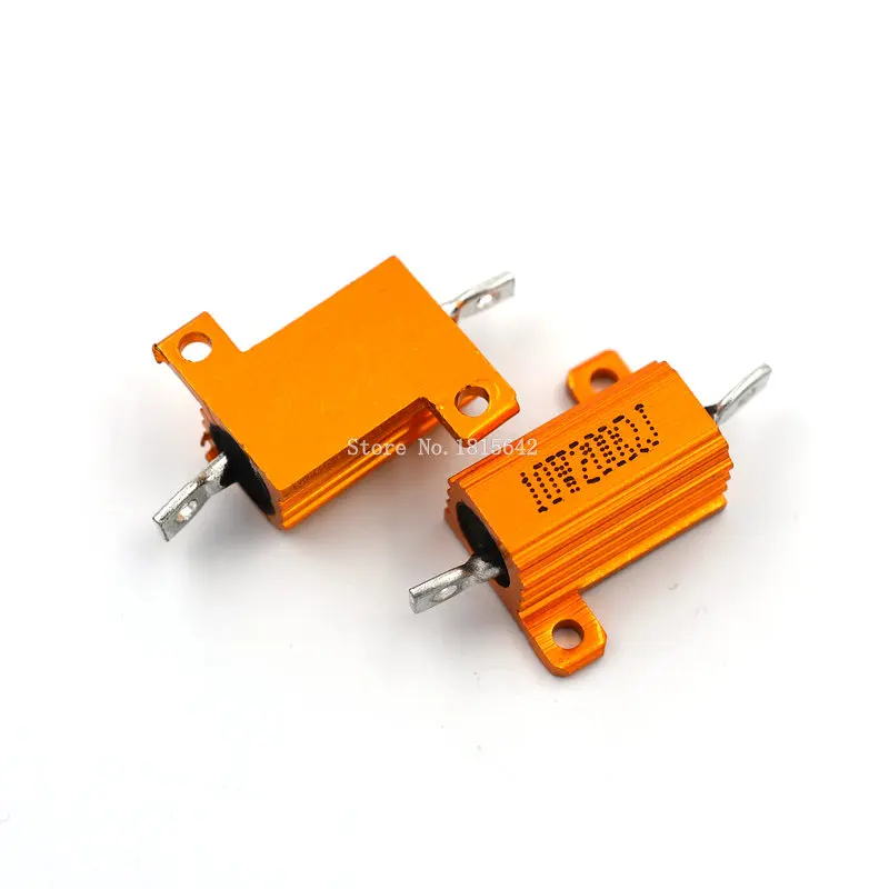 

1PCS RX24 10W 200R 200RJ Wire Wound Resistor Metal Shell Aluminium Golden Resistor 10Watt 200 ohm Heatsink Resistance