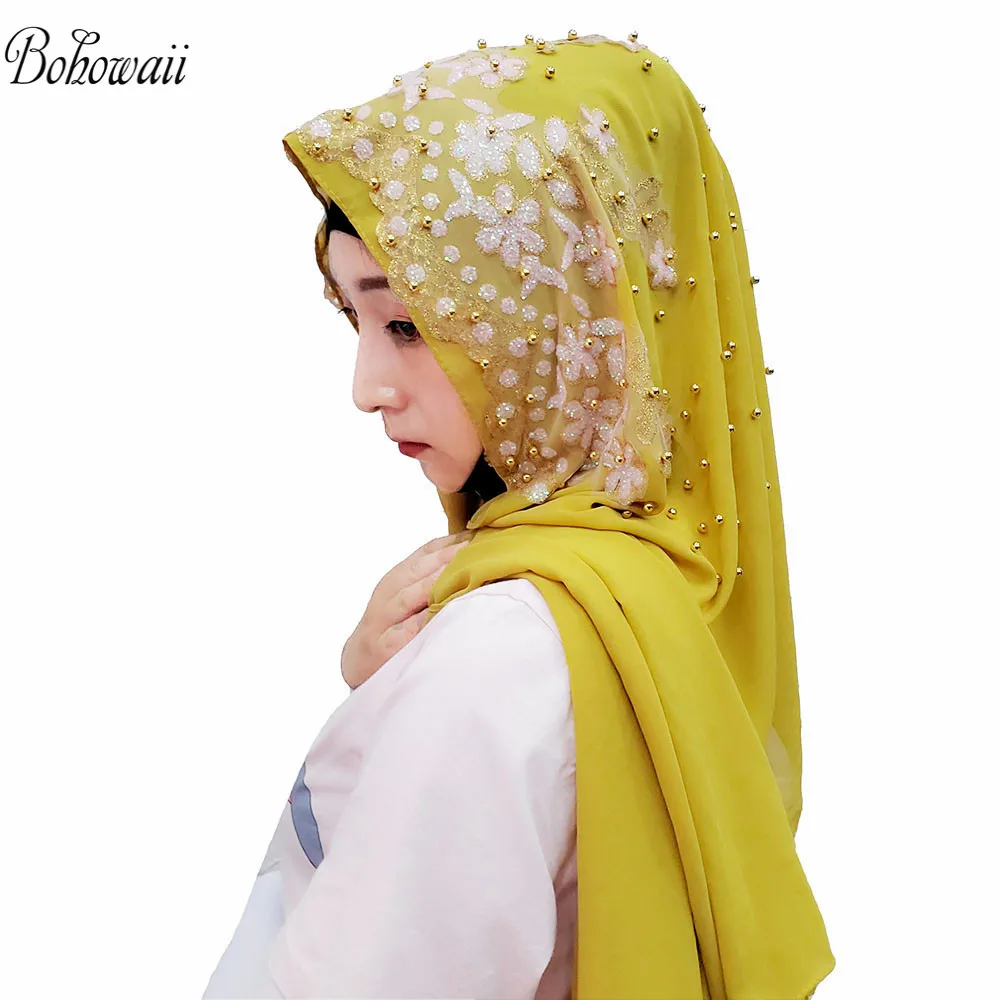 10 шт. BOHOWAII Foulard хиджаб мусульманский шарф шаль роскошный бренд шифон тюрбанты