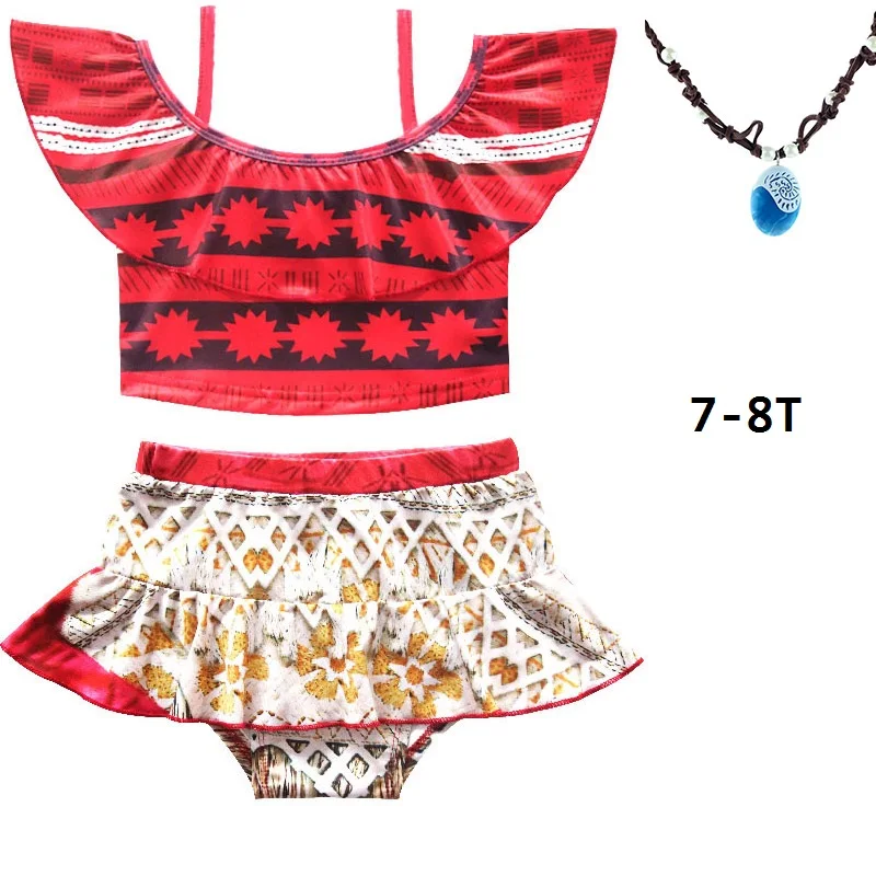 7-8T with Necklace PaMaBa/летний купальный костюм из двух предметов для маленьких девочек, купальный костюм для малышей, одежда для купания для младенцев, детская пляжная одежда - Цвет: 7-8T with Necklace