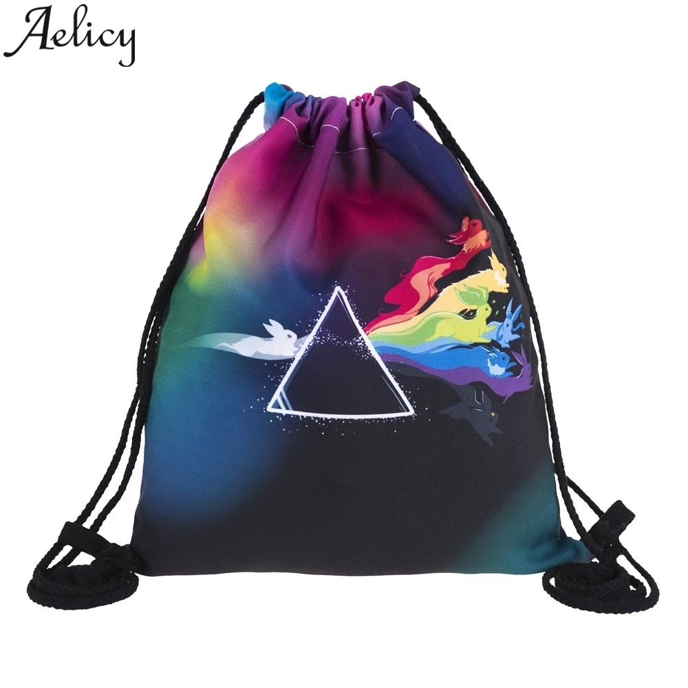 Женский рюкзак на шнурке Aelicy унисекс с 3D Цифровым принтом сумка плечо карманом