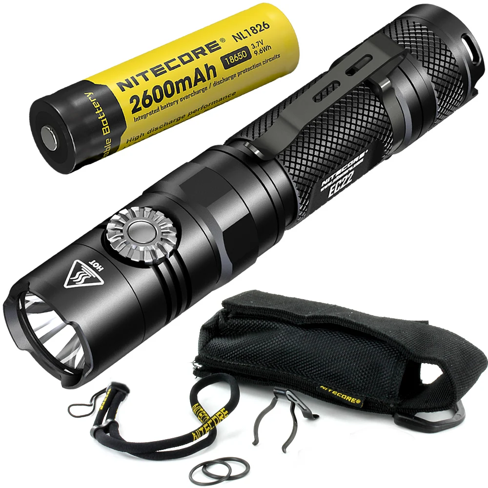 2600mAh NL1826 NITECORE EC22 с 18650 перезаряжаемой батареей, бесступенчатая яркость, светодиодный фонарик, водонепроницаемый, походный фонарь - Испускаемый цвет: 2600mAh NL1826