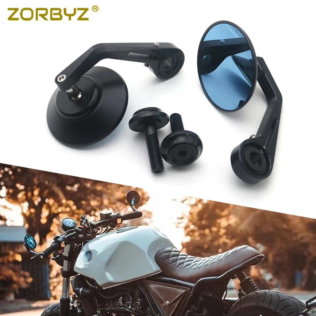 ZORBYZ черный CNC круглый Руль торцевое боковое зеркало 12 мм болт для BMW R nineT скремблер городской F800R HP4