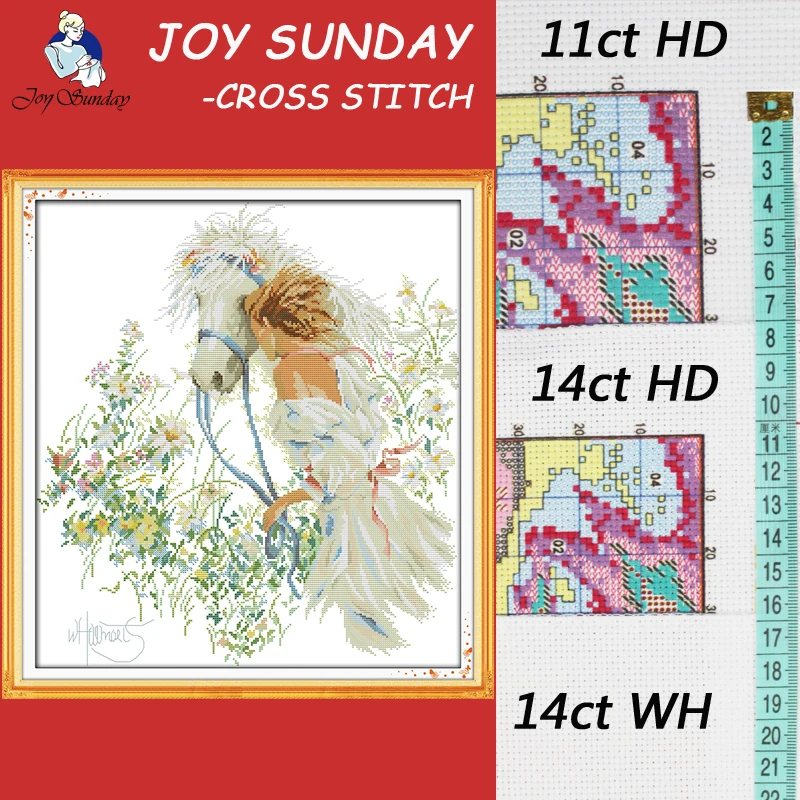 Набор для вышивки JOY SUNDAY крестиком сделай сам с изображением белого лошади|joy