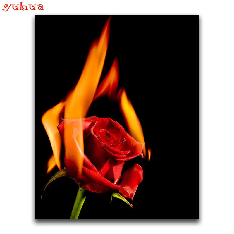 Full Round Diamond mosaic colorful fire Art Square embroidery Flower 5D DIY painting Cross stitch landscape | Дом и сад