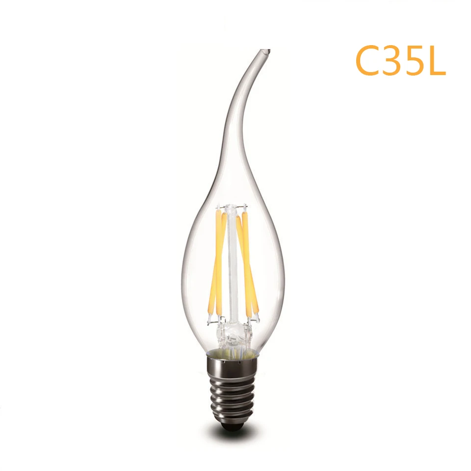 C35L Светодиодная лампа E27 E14 светодиодная свечка лампа колба стеклянная лампа постоянного тока 220 V 230 V 240 V 250 V лампа накаливания 360 градусов - Испускаемый цвет: C35L
