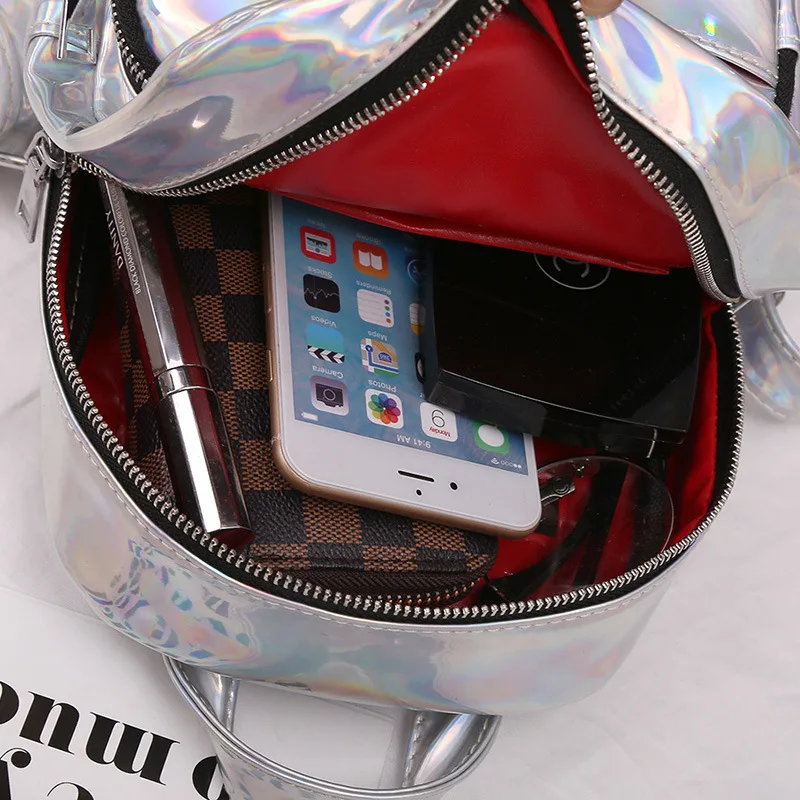 Laser Colors Fashion Mini Backpack For Women 2019 Summer New Soft PU Leather Cute School Bags Ladies Holographic MWX03 | Багаж и сумки