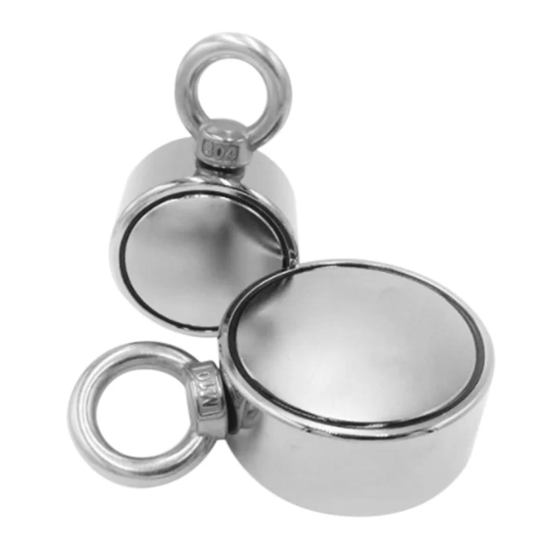 300KG Dia 60mm Strong Double Sided Pulling Force Magnet Round Neodymium for Fishing Searching Lifting Fixing Object Part Magnet