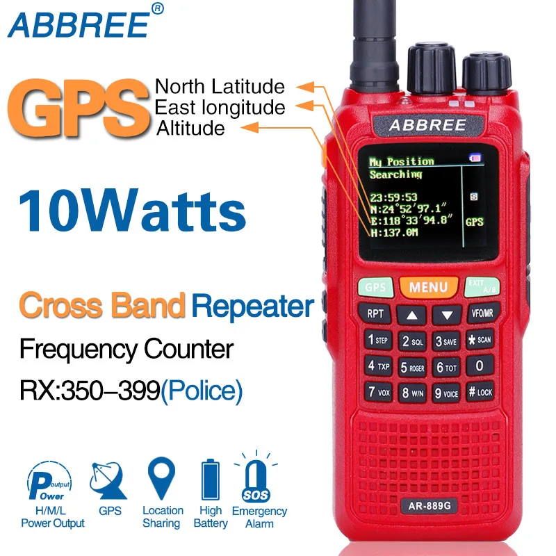 Abbree AR 889G GPS SOS10W 999CH Ночная подсветка дуплексный поперечный репитер двойной прием