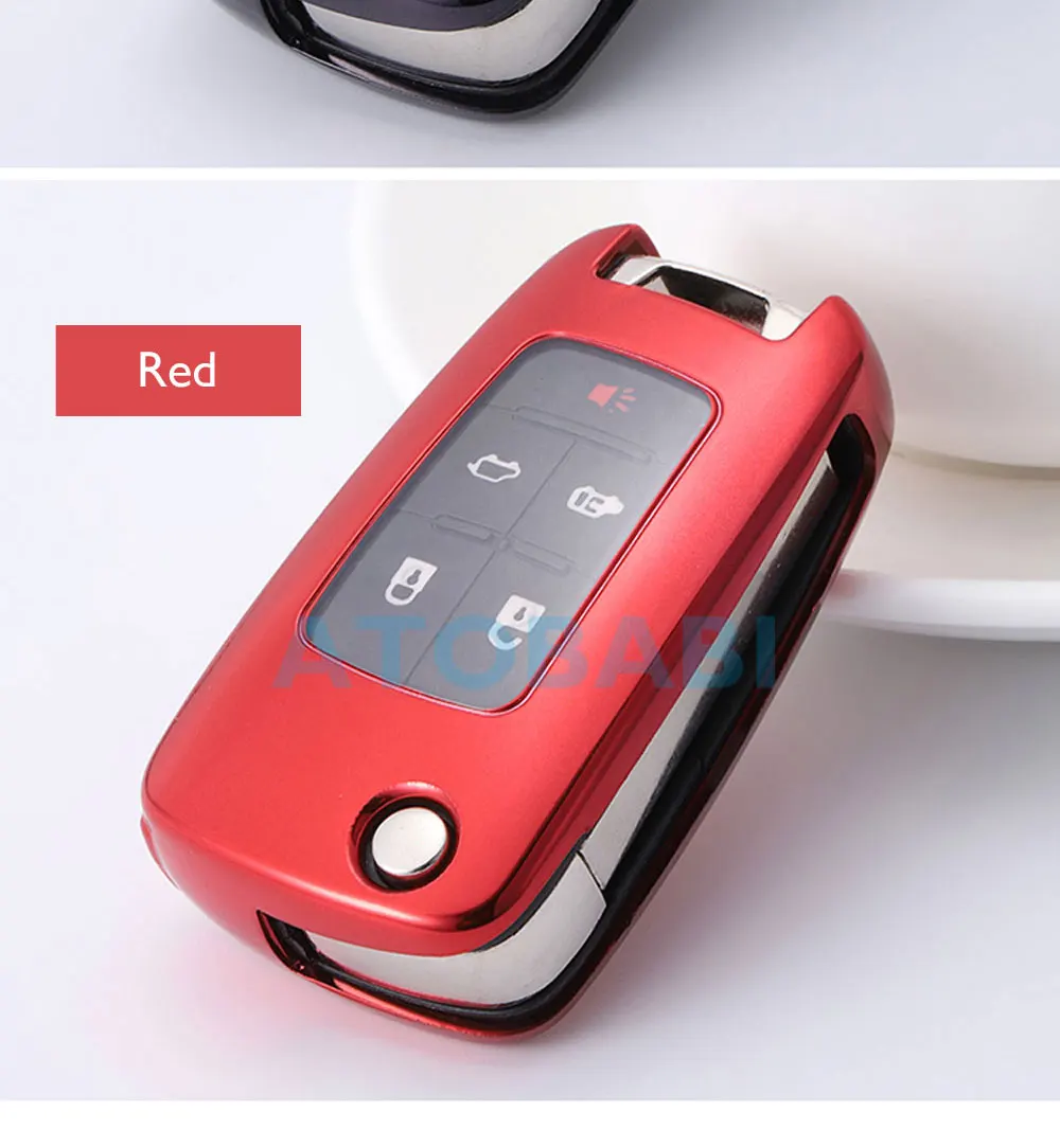 TPU Car Key Case For Chevrolet Camaro Cruze Equinox Impala Malibu GMC Terrain Buick LaCrosse Folding Remote Fob Protector Cover