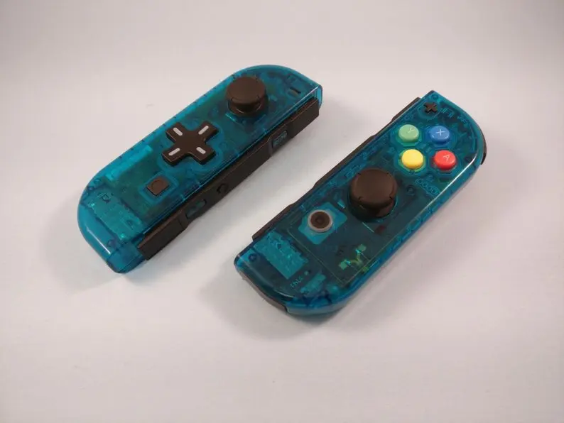 1 пара, новинка, для nintendo Switch, пользовательские Джойстики, белые джойстики Joy Con, NS Switch Joy Con L+ R, джойстик с цветными кнопками ABXY - Цвет: Transparent Blue