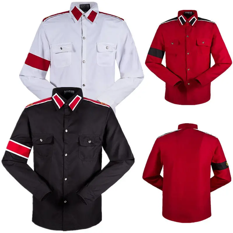 Красная Ретро Модная хлопковая рубашка с вышивкой в память Майкла Джексона MJ